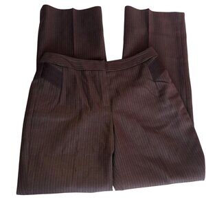 Allen Brown Pinstripe Women Lined Dress Pants Polyester/Viscose Size 8